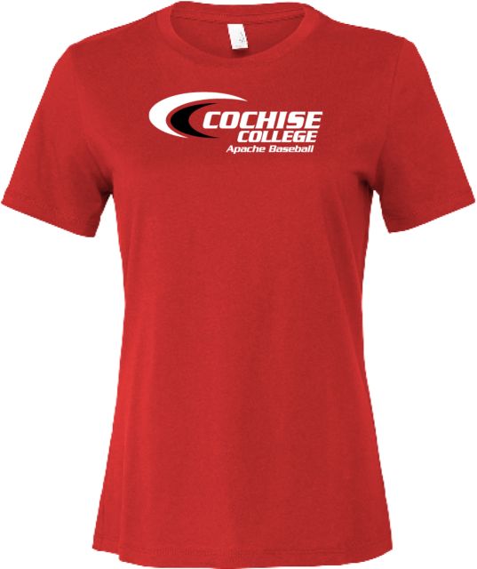 Cochise College Bella + Canvas Womens Relaxed Cotton T Shirt Cochise College Apaches Baseball - ONLINE ONLY