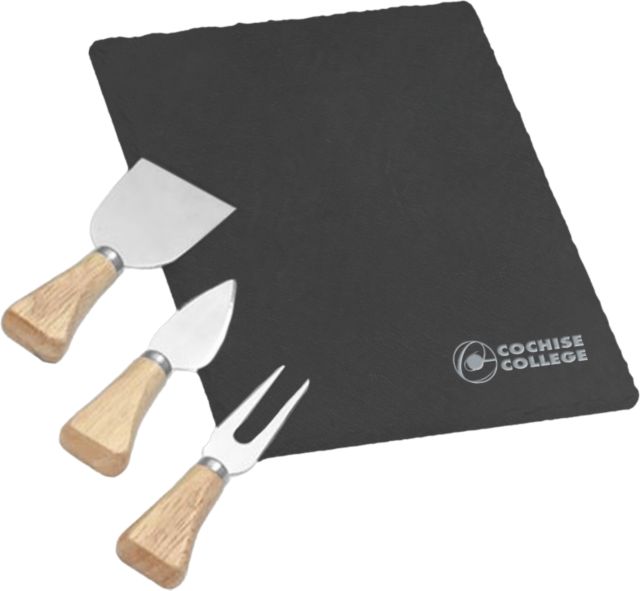 Cochise College 4 Piece Slate Cheese Serving Set Cochise College Side Stacked Engraved - ONLINE ONLY